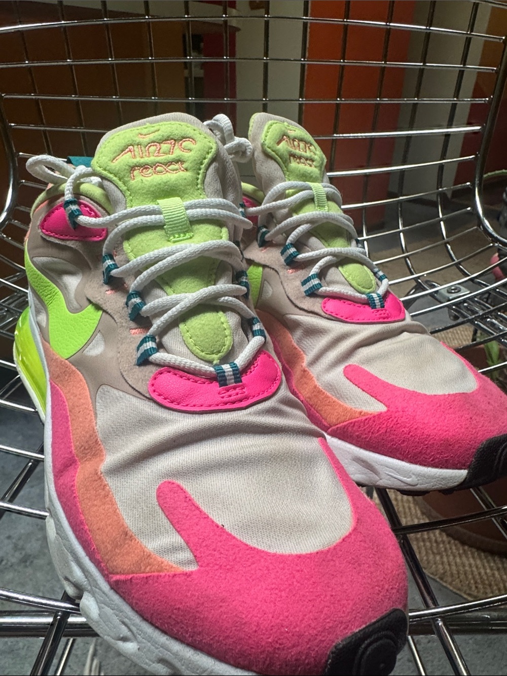 Nike Women's Neon Pink Lime React Sneakers